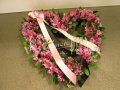 Funeral Heart of Pink Chrysanthemums and Tulips No. 45