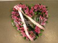 Funeral Heart of Pink Chrysanthemums and Tulips No. 45