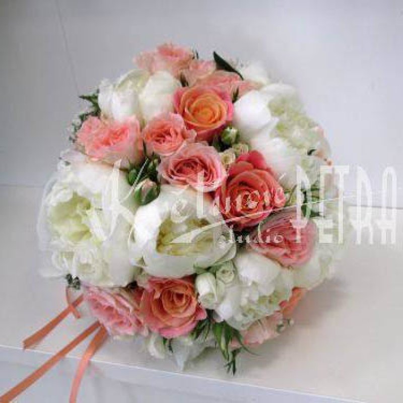 Wedding bouquet of peonies and roses No. 529