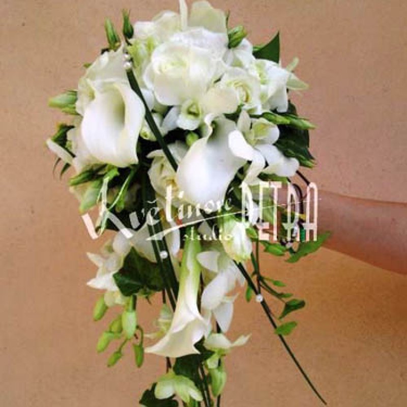 Весільний букет з кали, орхідеї та троянд №511