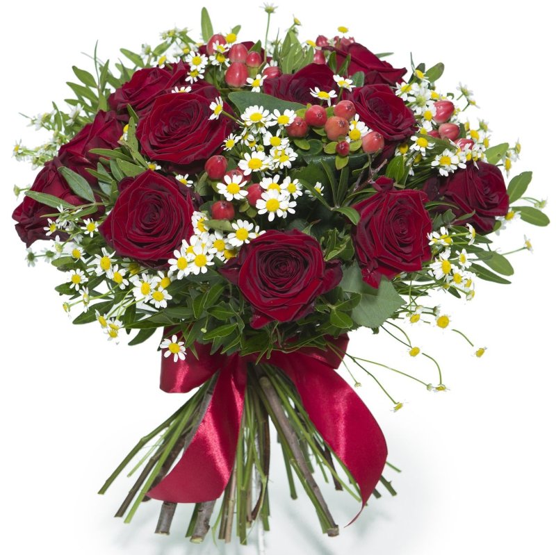 Троянди з ромашкою